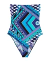 Pucci Vivara Print Geometric Strapless Swimsuit In Blue