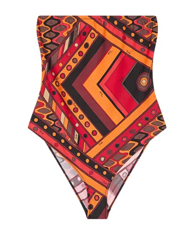 Pucci Vivara Printed Bandeau Swimsuit In Multi