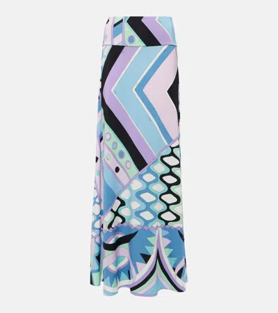 Pucci Vivara-printed Satin Jersey Maxi Skirt In Multicolour