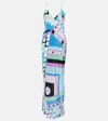 Pucci Vivara-printed Silk Maxi Dress In Celeste/bianco
