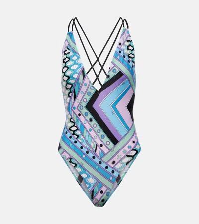 Pucci Vivara Printed Swimsuit In Multicoloured