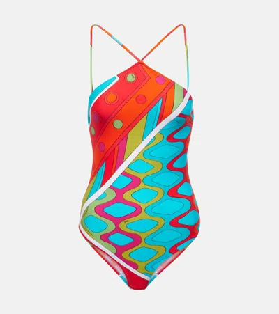 Pucci Vivara Printed Swimsuit In Multicoloured