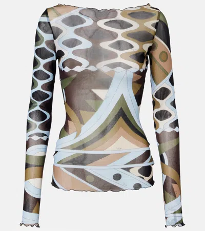 Pucci Vivara Sheer Tulle Top In Multi