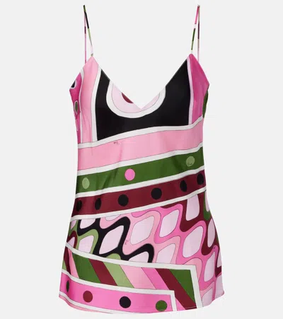 Pucci Vivara Silk Satin Top In Pink