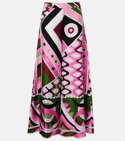 Pucci Vivara Silk Satin Wide-leg Pants In Pink