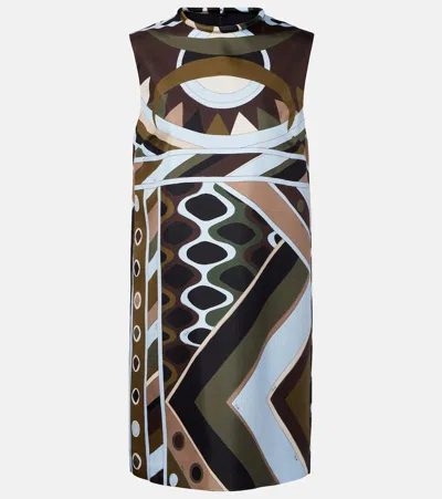 Pucci Vivara Silk Twill Minidress In Multi