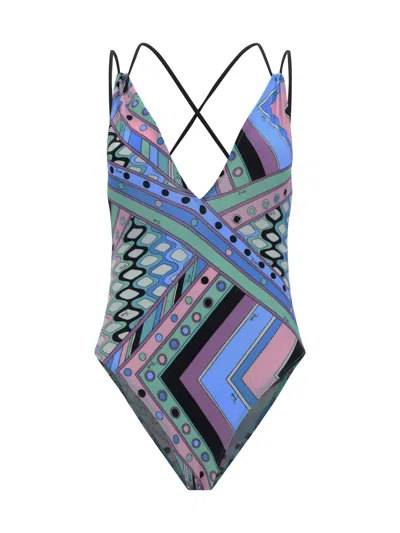 Pucci Vivara Swimsuit In Gnawed Blue