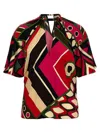 Pucci Vivara-print V-neck Blouse In Multicolor