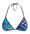 Pucci Vivara Triangle Bikini Top In Blue