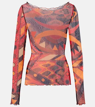 Pucci Vivara Tulle Crop Top In Multi