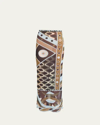 Pucci Vivara Tulle Maxi Skirt In Multi