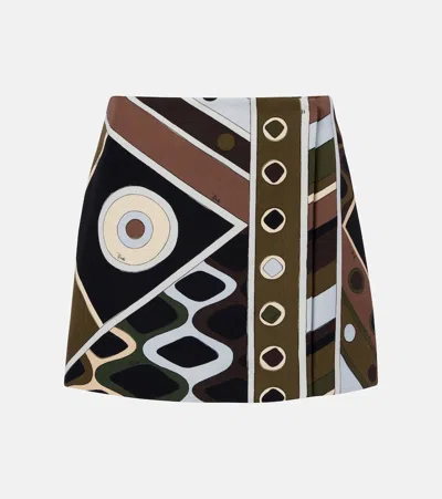Pucci Vivara Virgin Wool Canvas Wrap Skirt In Multi