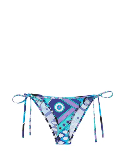 Pucci Vivara-print Bikini Bottom In Blue