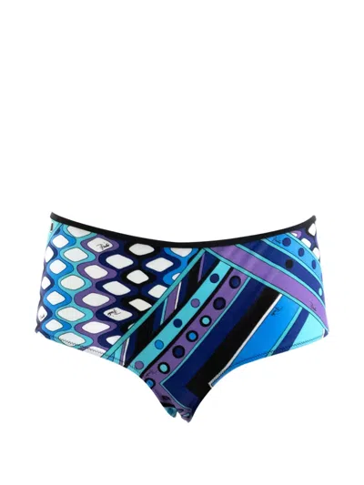 Pucci Vivara-print Bikini Bottoms In Blue