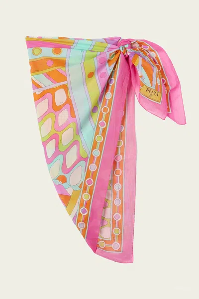 Pucci Vivara-print Cotton Pareo In Multicolor In Pink