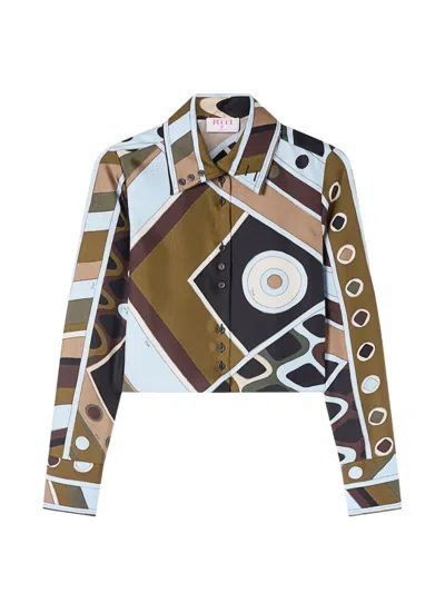 Pucci Vivara-print Silk Crop Shirt In Multi