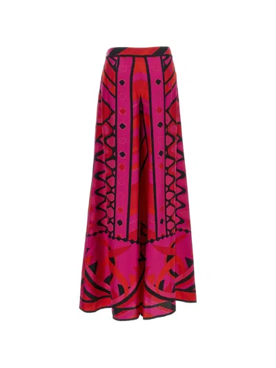 Pucci Vivara-print Silk Palazzo Pants In Pink
