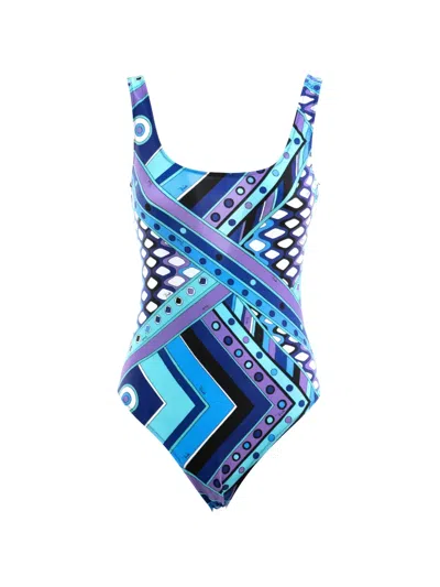 Pucci Vivara-print Swimsuit In Blue