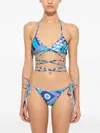 Pucci Vivara-print Wrap-around Triangle Bikini Top In Blue