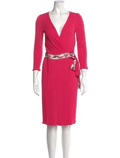 Pre-owned Pucci V-neck Knee-length Dress In Pink
