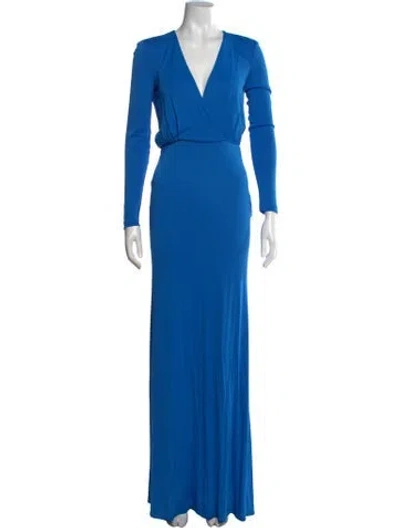 Pre-owned Pucci V-neck Long Dress In Blue