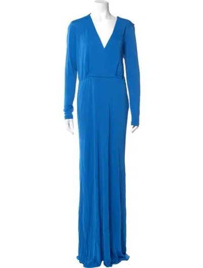 Pre-owned Pucci V-neck Long Dress W/ Tags In Blue