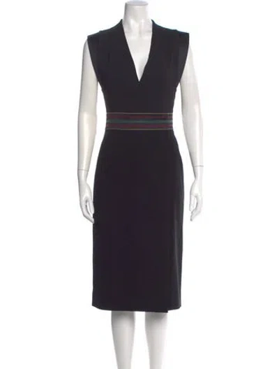Pre-owned Pucci V-neck Midi Length Dress In Black