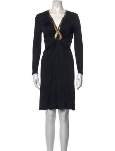 Pre-owned Pucci V-neck Midi Length Dress In Black