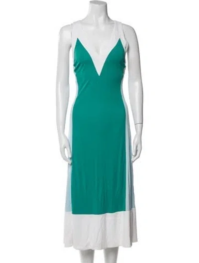 Pre-owned Pucci V-neck Midi Length Dress W/ Tags W/tags In Green
