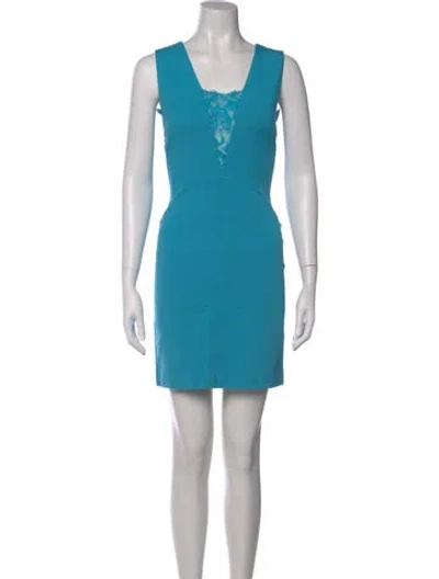 Pre-owned Pucci V-neck Mini Dress In Blue