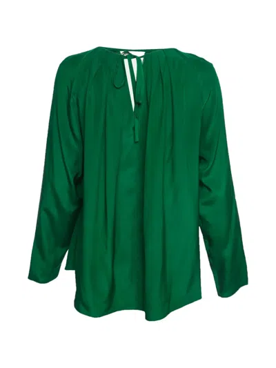 Pre-owned Pucci V-neck Pleated Top In Green