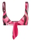 Pucci Wave-print Bikini Top In Pink