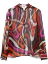 Pucci Women's Printed Silk Blouse Top | Size 42 | 3rrm313r762 Color 036 In Black