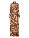 Pucci Wave-print Turtleneck Dress In Burgundy