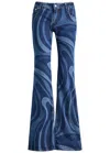 Pucci Modern Flared Denim Jeans With Swirling Pattern In Denim