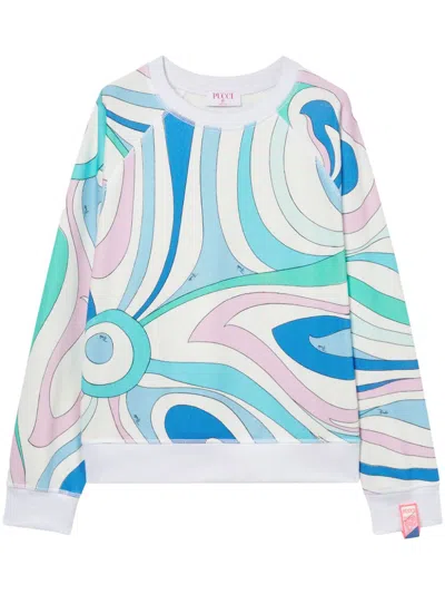 Pucci Marmo-print Cotton Sweatshirt In Blau