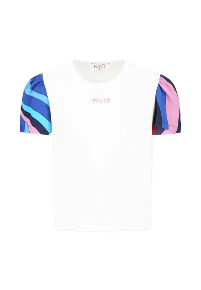Pucci Kids' White T-shirt For Girl With Logo
