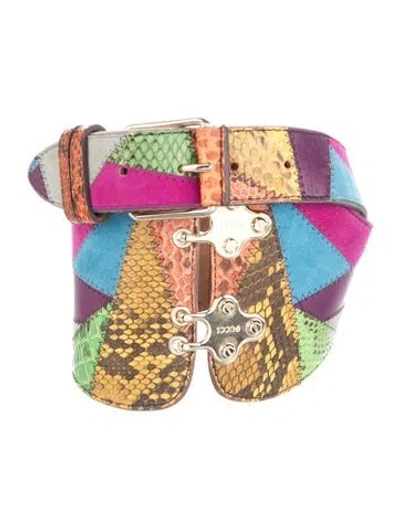 Pre-owned Pucci Wide Leather Belt In Purple