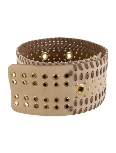 Pre-owned Pucci Wide Leather Waist Belt In Neutrals