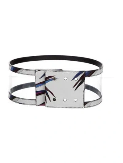 Pre-owned Pucci Wide Leather Waist Belt In White