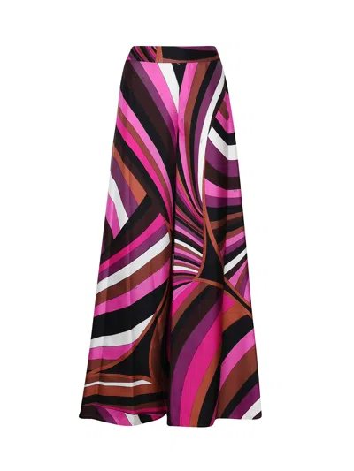 Pucci Iride Printed Silk Twill Palazzo Pants In Purple