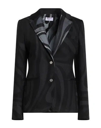 PUCCI PUCCI WOMAN BLAZER BLACK SIZE 6 COTTON, ELASTANE