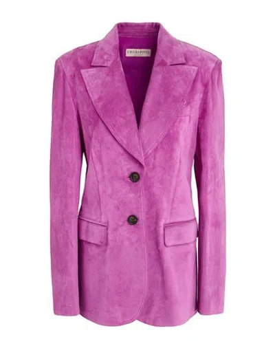Pucci Woman Blazer Mauve Size 10 Calfskin In Purple