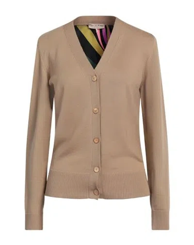 Pucci Woman Cardigan Beige Size L Wool, Silk