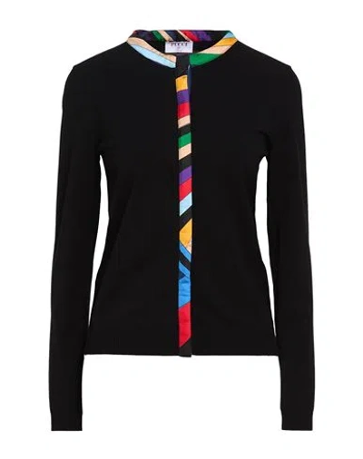 Pucci Woman Cardigan Black Size L Viscose, Polyester In Animal Print