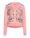 Pucci Woman Cardigan Coral Size M Silk, Viscose, Nylon, Elastane In Red