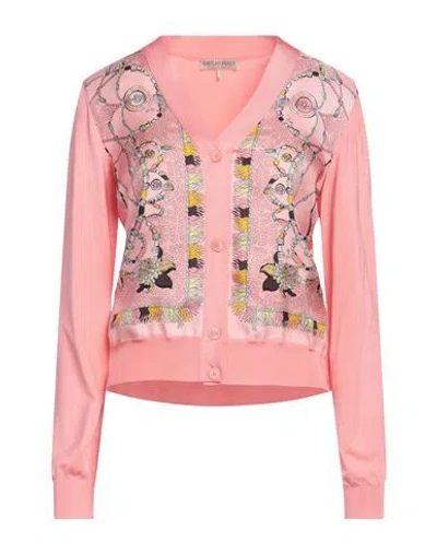 Pucci Woman Cardigan Coral Size M Silk, Viscose, Nylon, Elastane In Red