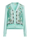 Pucci Woman Cardigan Turquoise Size M Silk, Viscose, Nylon, Elastane In Blue