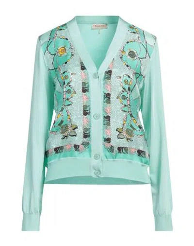 Pucci Woman Cardigan Turquoise Size M Silk, Viscose, Nylon, Elastane In Blue