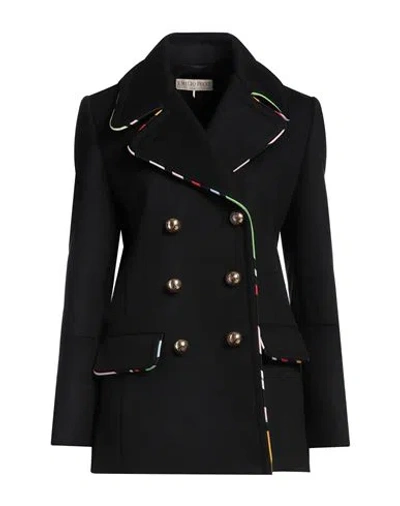 Pucci Woman Coat Black Size 12 Virgin Wool, Polyamide